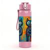 1PC Colorful Twin Cat Clock Art 750ml Color Plastic Sports Water Bottle Leakproof Flip Straw Lid Suitable for Sports Office Home Use