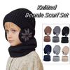 2pcs Coldproof Ear Protection Wool Caps Solid Color Pullover Hat Fashion Scarf Hat Set  Winter