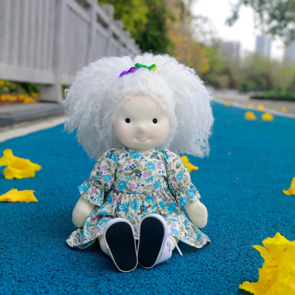 BlissfulPixie Waldorf Handmade Kaja Cute Plush Girl Perfect for Kids Doll, Doll, 30cm, Soft, Doll,