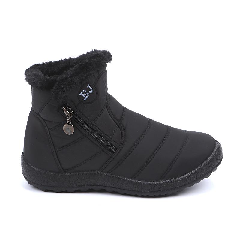 Übergröße Damen Winter Baumwollstiefel mit hohem Absatz, Seitenreißverschluss und Schirmstoff