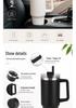 40oz Stainless Steel Beer Mug with Handle and Straw