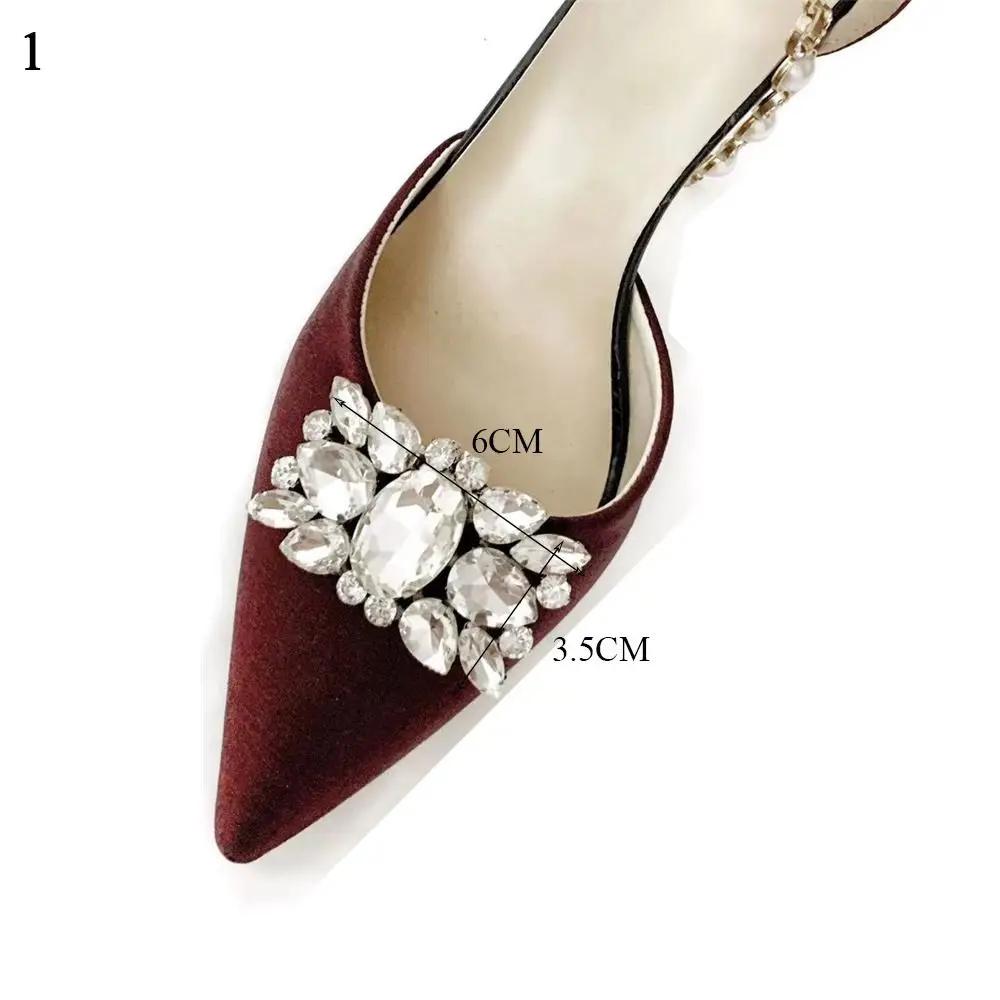 Women Lady High Heel Shoe Clips Rhinestones Crystal Shiny Decorative Clips Charm Buckle Bride Shoes Charms Jewelry Decorations