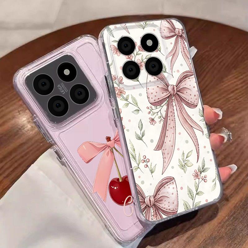 Pink Bowknots Pattern Case For Xiaomi Redmi Note 15 Pro 4G Funda Redmi Note 14 13 Pro 5G Clear TPU Silicone Soft Cover