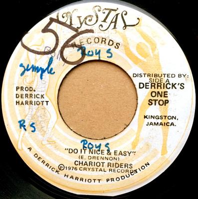 7inch Record CHARIOT RIDERS Do It Nice Easy Rhythm Version NONE Crystal Records 1976 Jamaica Reggae Ska Dub Used