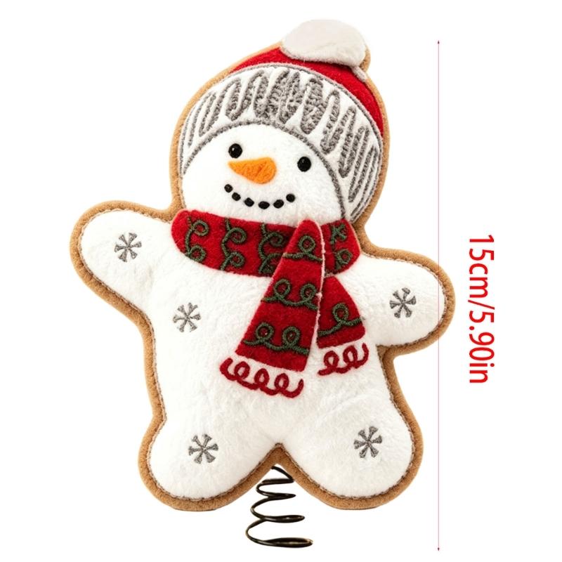 Character Christmas Tree Top Decoration with Fabric Styling and a Coil Spring Base for Home, Office, or Retail Displays