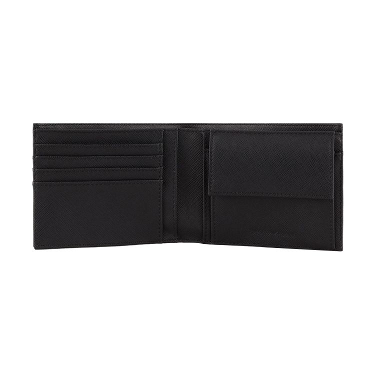 Emporio Armani Classic Short Eagle Logo Three-In-One Foldable Polyester Wallet Men wallet Black Y4R165-Y138E-81072