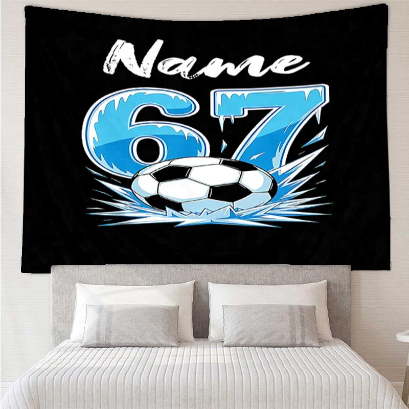 Custom Name 67 Print Tapestry, Backdrop, Easy Setup, Ideal for Bedroom, Office & Living Room, with Aesthetic Wall Hanging Decor.