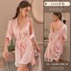 Homewear Sexy Pajamas Women'S Autumn With Chest Pads Lace See-Through Nightgown Set Pure Desire Ice Silk Nightgown 6542