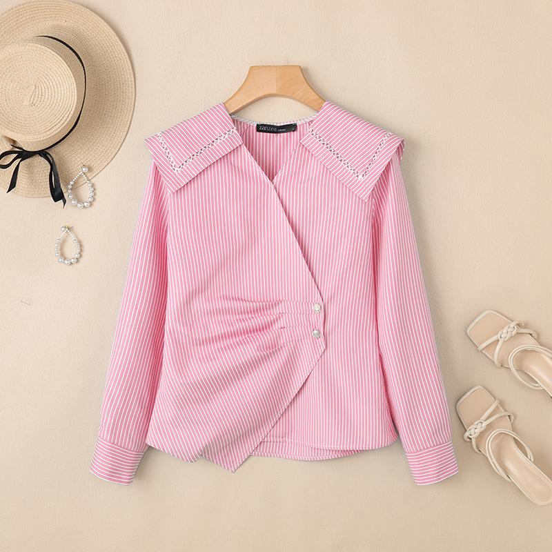 ZANZEA Women V-Neck Casual Long Sleeve Stripe Blouse