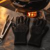 2PCS Outer Flame Retardant Yarn+Silicone BBQ Grilling Glove Oven Mitt  Barbecue Grilling