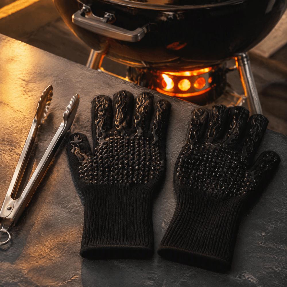 2PCS Outer Flame Retardant Yarn+Silicone BBQ Grilling Glove Oven Mitt Barbecue Grilling