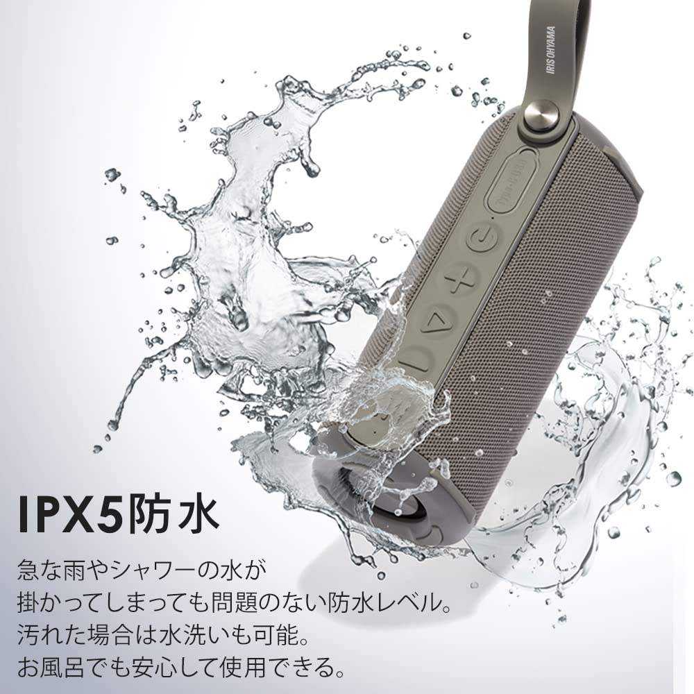 Iris Ohyama Speaker Hours Continuous Playback Waterproof IPX5 Waterproof Standard Pairing 20 Devices Simultaneously Small Waterproof Bluetooth