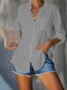 Loose Casual Button Down Shirt Plus Size Women Solid Color Top