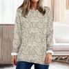Women's Fashionable Printed Round Neck Long Sleeved Plush Warm Pullover Top
