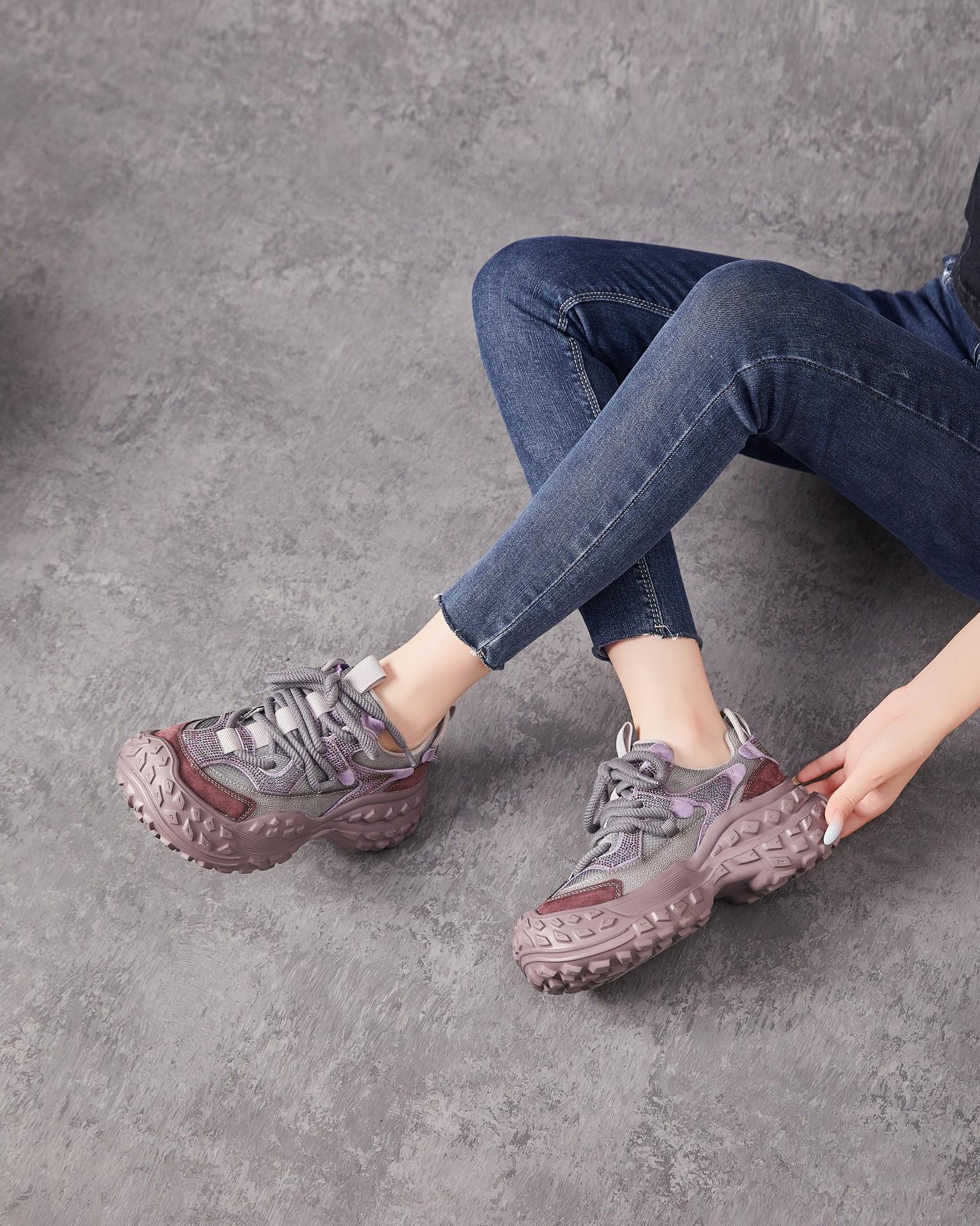 

Genuine leather dad shoes women s spring and autumn 2025 new cowhide platform women s shoes durian sole muffin casual sports shoes 35