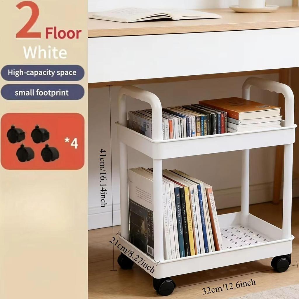 Aufbewahrungswagen 2-stöckiger Schrank Mobiles Regal mit Rädern Servierwagen für Zuhause Küche Badezimmer Speisekammer Waschküche Garage Arbeitsplatz Wohnheim