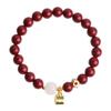 Vermilion Year of the Rat Women's Bracelet: Luxurious Chinese-Style Luck Charm, Hand-Strung Beads