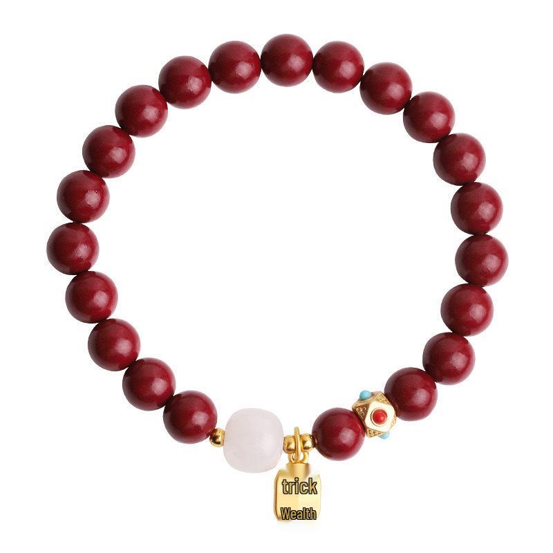 Vermilion Year of the Rat Women's Bracelet: Luxurious Chinese-Style Luck Charm, Hand-Strung Beads