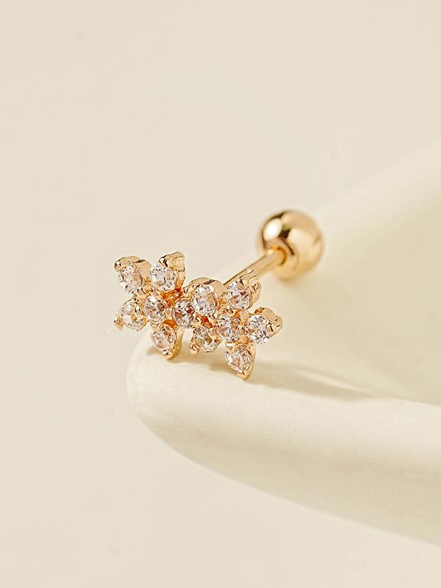 Minimalpiercing 14K Flower Bouquet Piercing Earrings