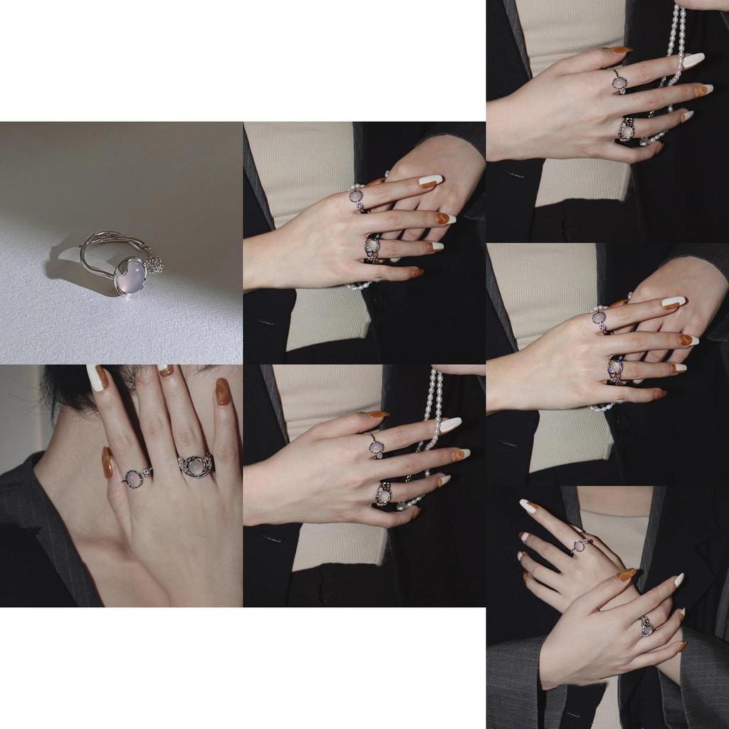 Premium Irregular Open Adjustable Agate Ring For Women In Trendy Ins Aesthetic Style
