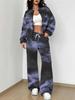 Gradual Change Autumn and Winter New European and American Women's Clothing Tie-dye Printing Suit Women