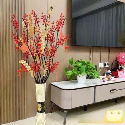 Prosperity Red Berries Artificial Flower Arrangement for New Year, Living Room, Wedding, and Housewarming Décor