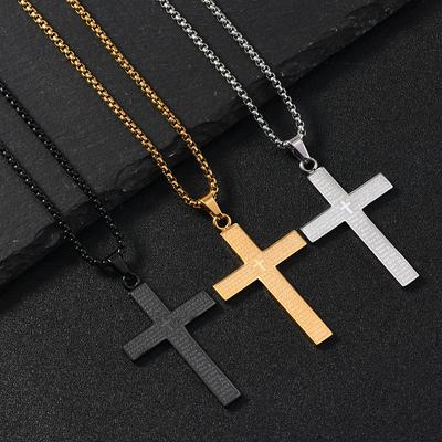 Stainless Steel The Lords Prayer Cross Pendant Necklace For Men Women Christian Prayers Jewelry Accessories