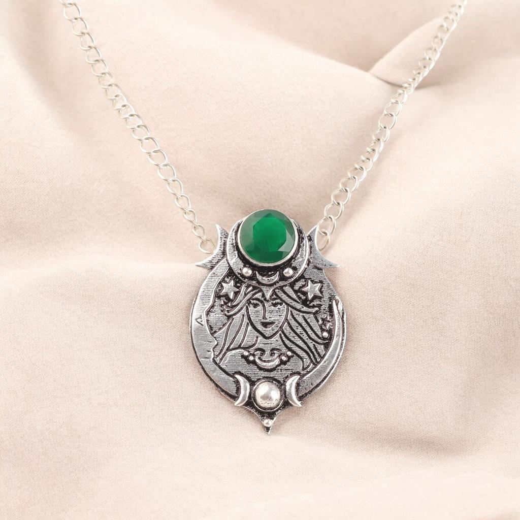 Natural Green Onyx 925 Sterling Silver Handcrafted Gift Pendant Jewelry For Her CP-22-20