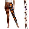 Halloween Striped Printed Sports Leggings Women Casual Funny Pants