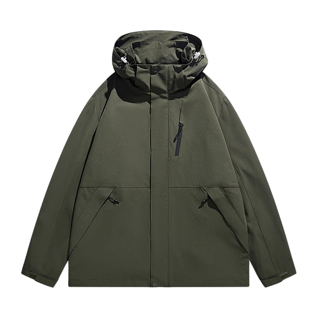 Men's Solid Color Jacket  Light Workwear Style Jacket Men's Hooded Trendy Sports Casual Jacket
