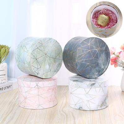1PC Bouquet Flower Boxes Candy Box Marble Print Flower Packaging Box Round Flower Box