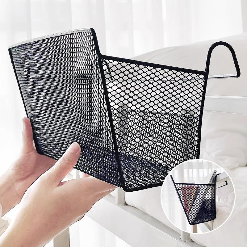 Hanging Bedside Storage Basket: Dormitory Bunk Organizer with Hooks