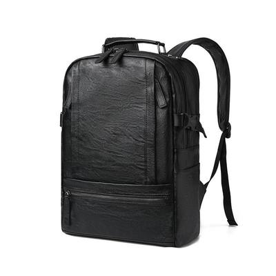 Men's PU Leather Business & School Backpack - Large Capacity, Outdoor Use