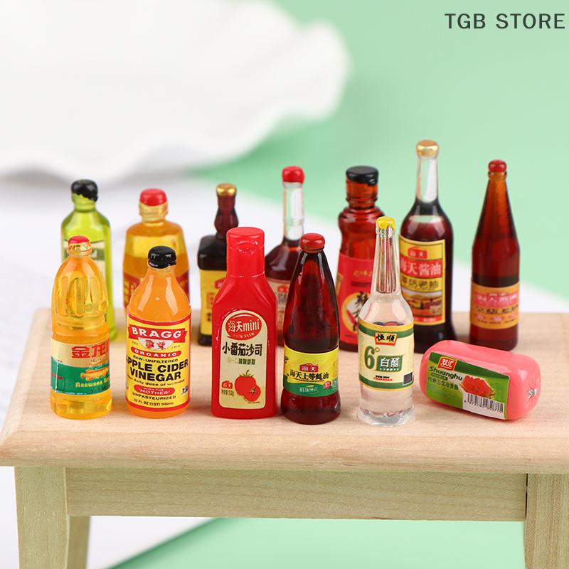 5Pcs Miniature Dollhouse Kitchen Condiment Oil Vinegar Soy Sauce Detergent Model For Dollhouse Accessories Decoration