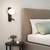 A84E-LED Wall Light With Switch Adjustable Spotlight Glass Wall Sconce Lamp For Bedroom Bedside Light Fixture Wall Decor Black