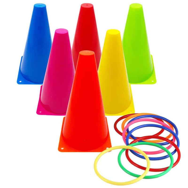 Plastic Cones Ring Toss Carnival Outdoor Games Combo Set For Kids Park Backyard Lawn Playground Sensory Integration Toys