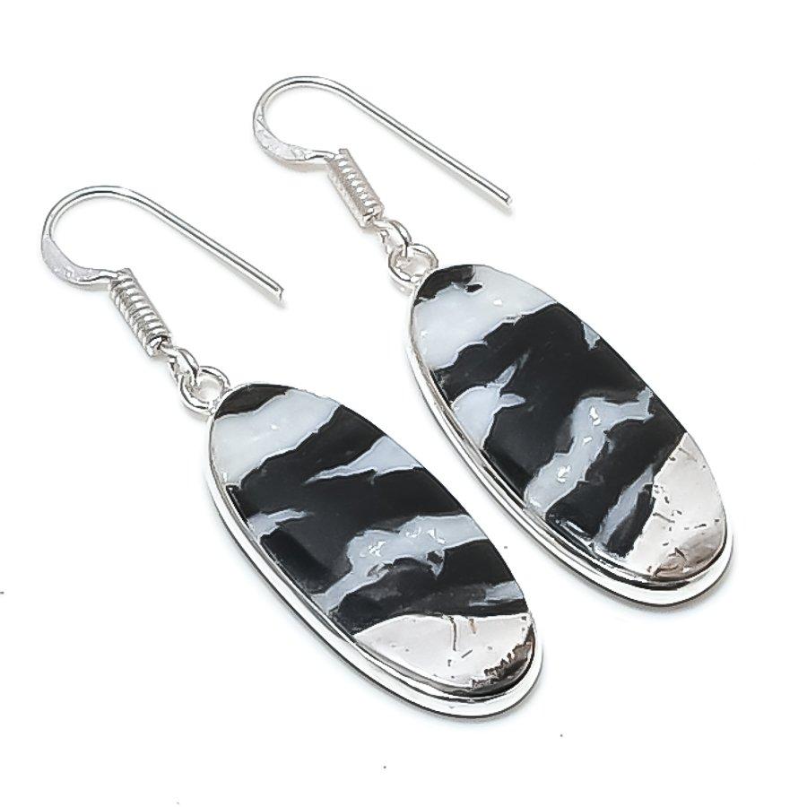 

Natural Buffalo Jasper Gemstone 925 Sterling Silver Jewelry Earring 1.97 AEE-11057