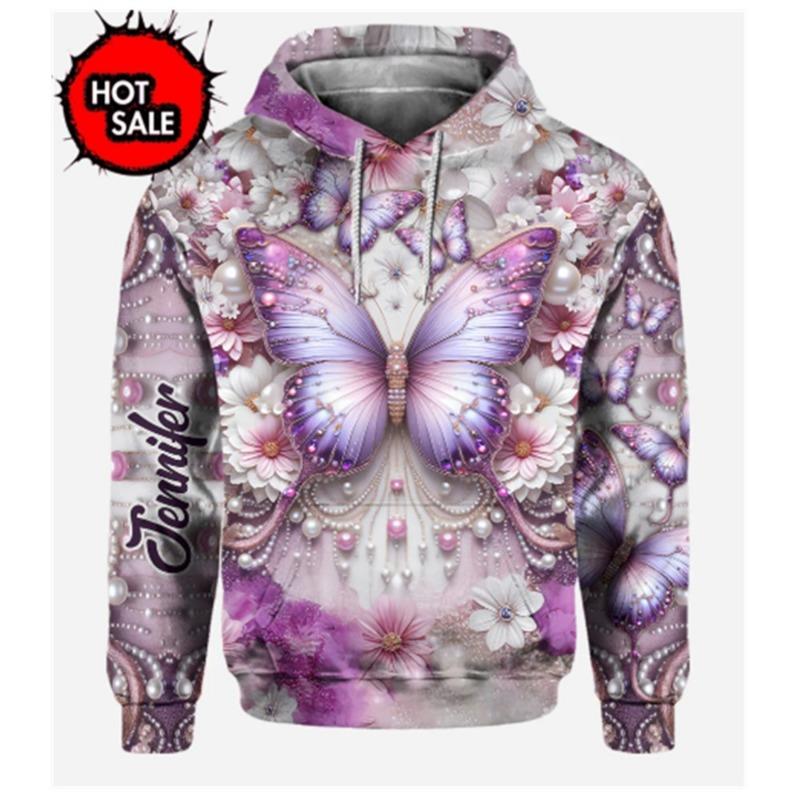 New Arrivals Men's Butterfly Graphic Hoodies 3D American Flag Print Sweatshirts Fashion Girl Women Oversized Pullovers Clothing