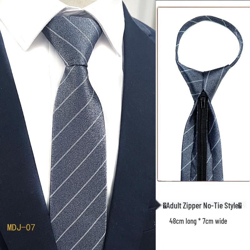 Men's 7cm Easy-Pull Zipper Tie, 1200-Needle Yarn-Dyed Polyester