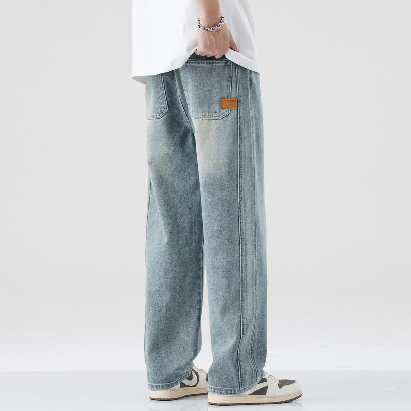 Retro Jeans Men's Spring New Loose Straight Wide Legs Casual Pants