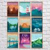 Colourful Retro Travel Posters Nordic Landscape Famous City Canvas Prints Egypt Paris Mexio Fiji Norway Mural Picture Home Decor