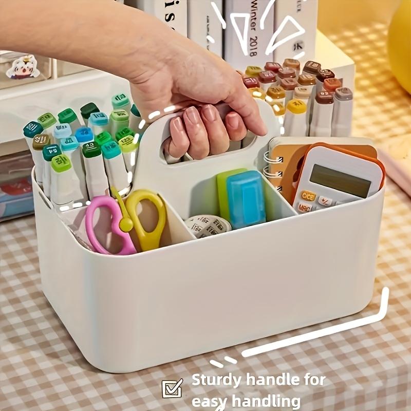 1PC Portable Plastic Storage Basket with Handle, Lightweight Desktop Finishing Box, Suitable for Schools and Offices