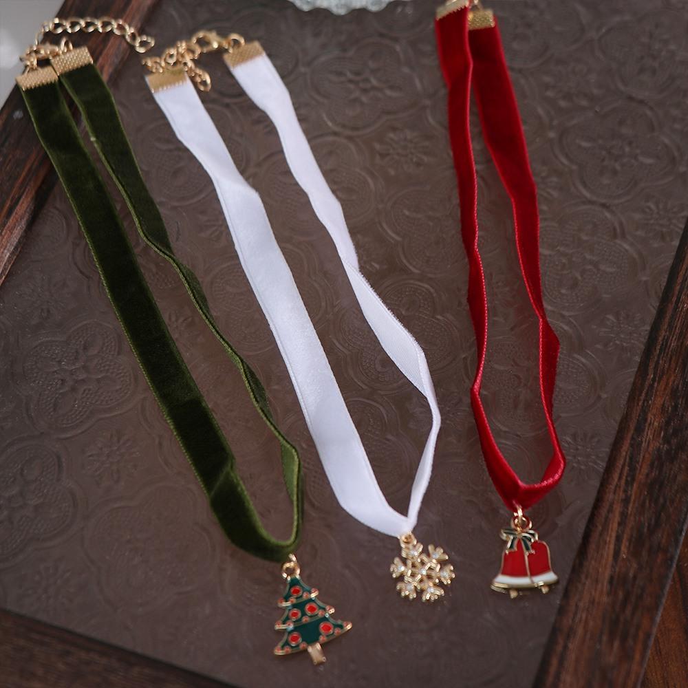 Cartoon Christmas Choker Clavicle Chain Cartoon Pendant Choker Velvet Collar Necklaces  Festival