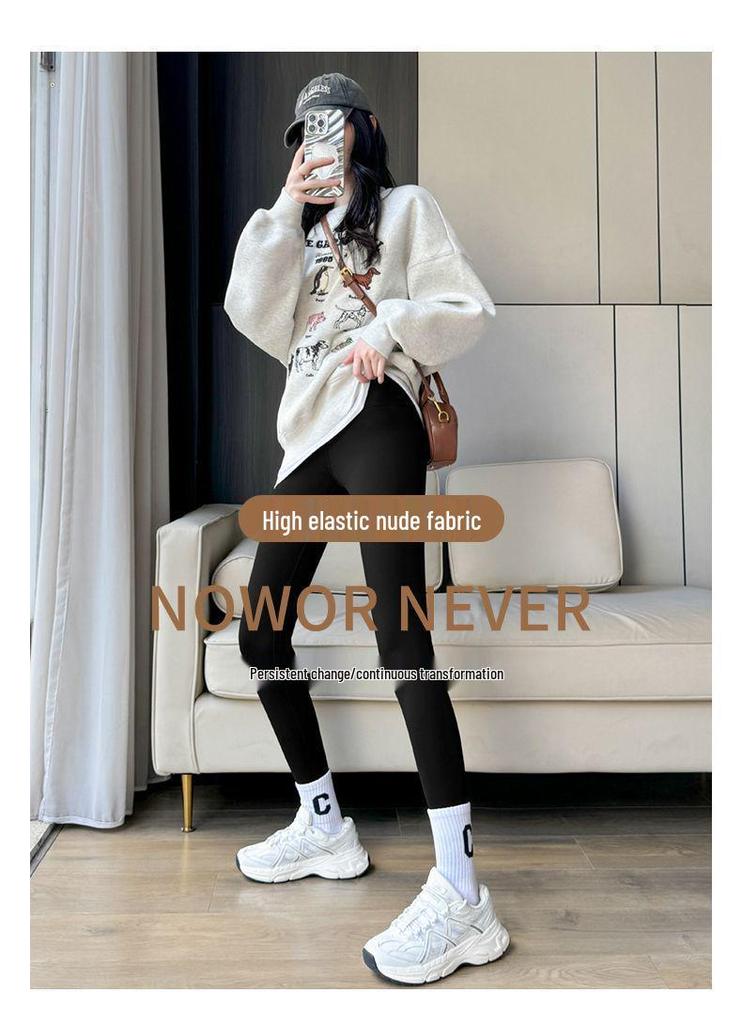 Women's Plus Velvet Thickened High-Waist Warm Diamond Pattern Shark Pants for Autumn/Winter