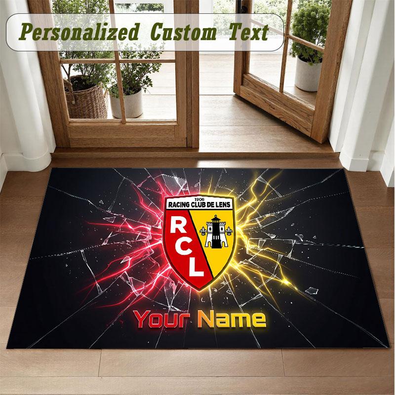 Crystal Velvet Square Rug Custom Nameracing club de lens Pattern Non Slip Home Floor Decor Rug