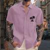 Men'S Casual Loose Short Sleeved Printed Shirt With Fashionable Lapel Top