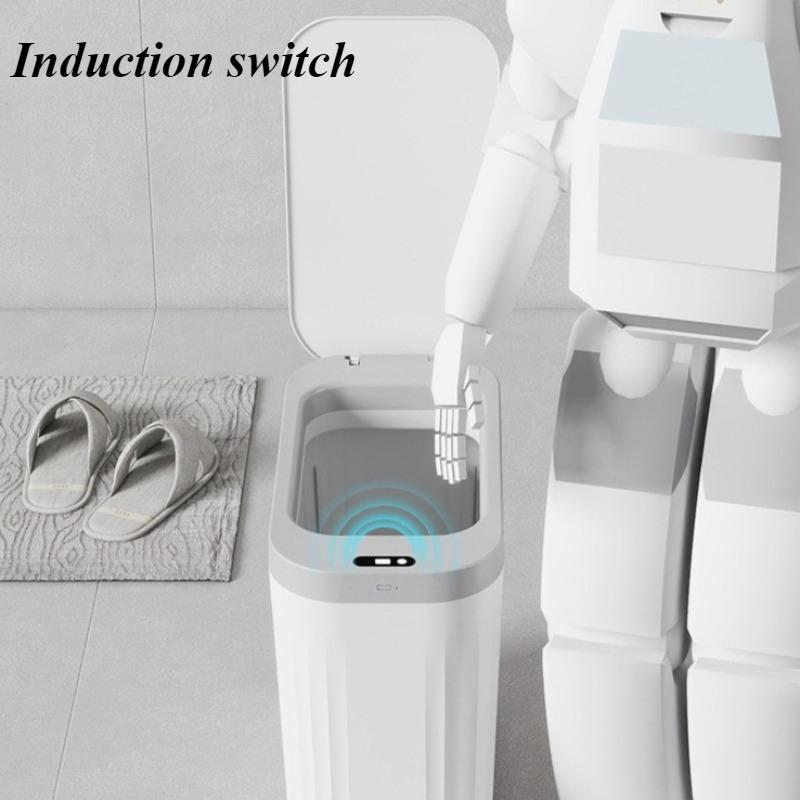 Smart Trash Can Kitchen Automatic Induction Waste Bins Modern Living Room Garbage Can Simple Bathroom Paper Basket with Lid