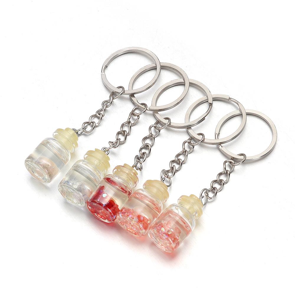 10pcs/lot Metal Flat Round Key Ring Key Chain With Acrylic Charms DIY Key Chain Pendant Connectors Jewelry Making Accessories