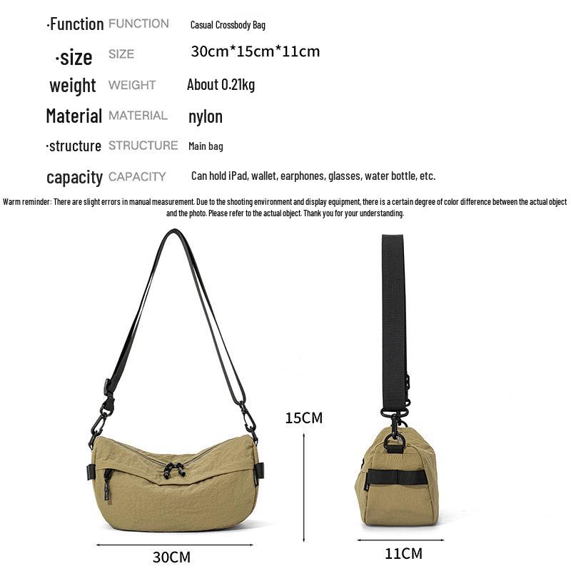 Ultra-light Waterproof Nylon Crossbody Bag, Unisex, Fashionable and Large Capacity