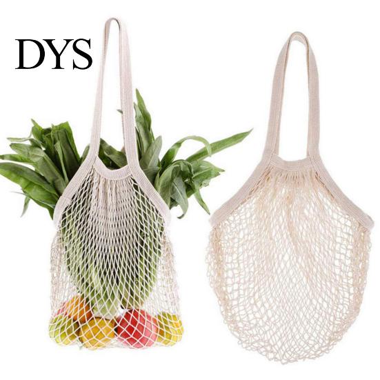 Cotton Mesh Handbag Bag Reusable Grocery Tote with Long Handles Washable Eco-Friendly Shopping Lightweight Foldable Net for Fruits And Vegetables